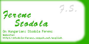 ferenc stodola business card
